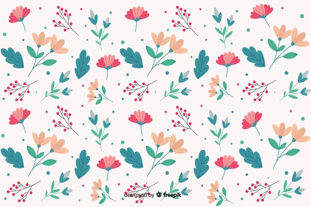 Flat design floral pattern background