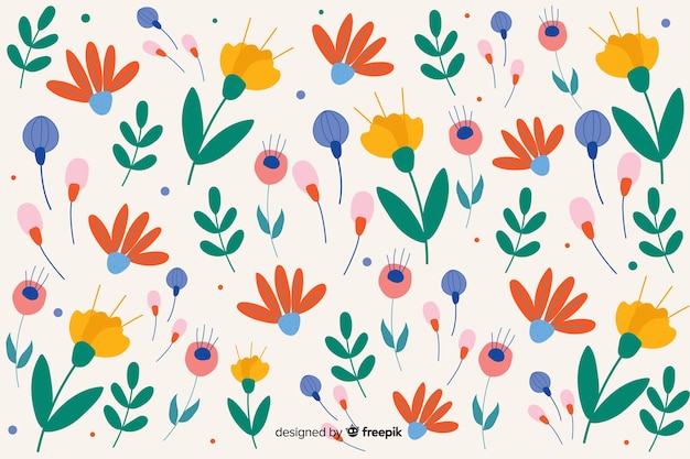 Flat design floral pattern background