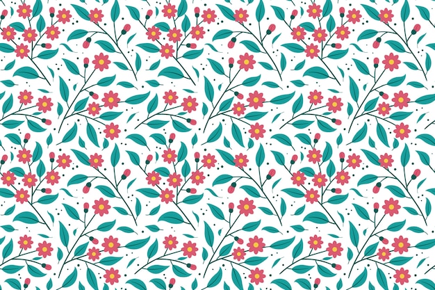 Free vector flat design floral pattern illustration