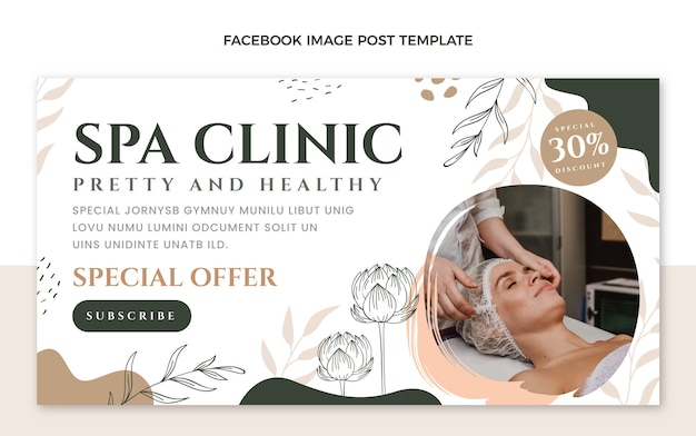 Vettore gratuito design piatto floreale spa design del post di facebook