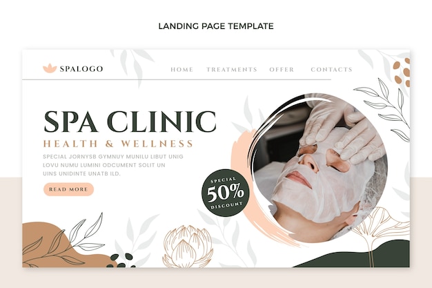 Flat design floral spa design of landing page