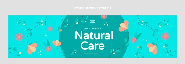 Flat design floral spa offer twitch banner