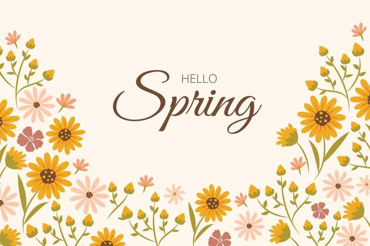 Free Vector flat design floral spring background with lettering
