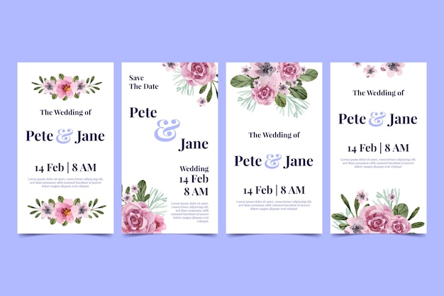 Flat design floral wedding template