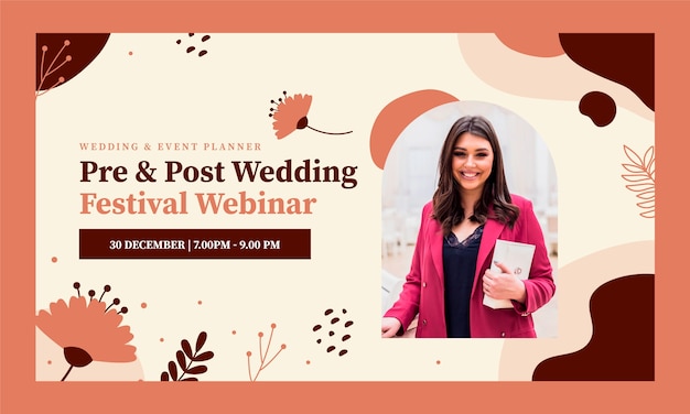 Flat design floral wedding webinar