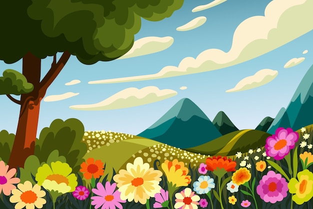 Free vector flat design flower field background