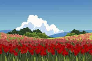 Free vector flat design flower field background