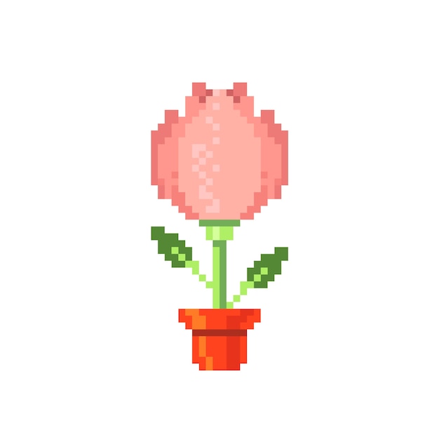 Flat design flower pixel art illustration