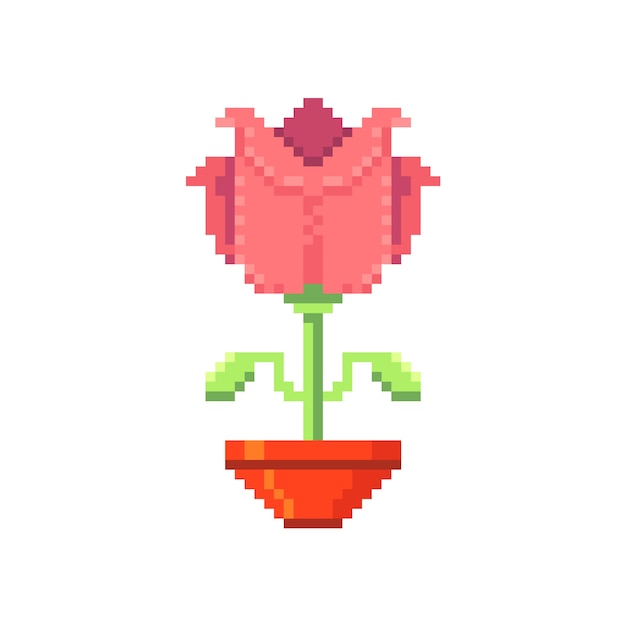 Free vector flat design flower pixel art illustration