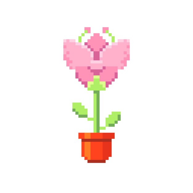 Flat design flower pixel art illustration