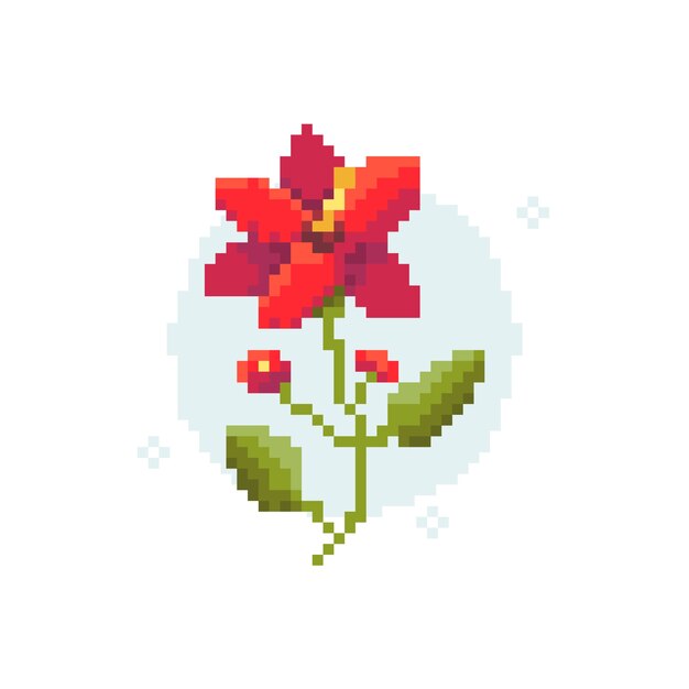 Flat design flower pixel art illustration