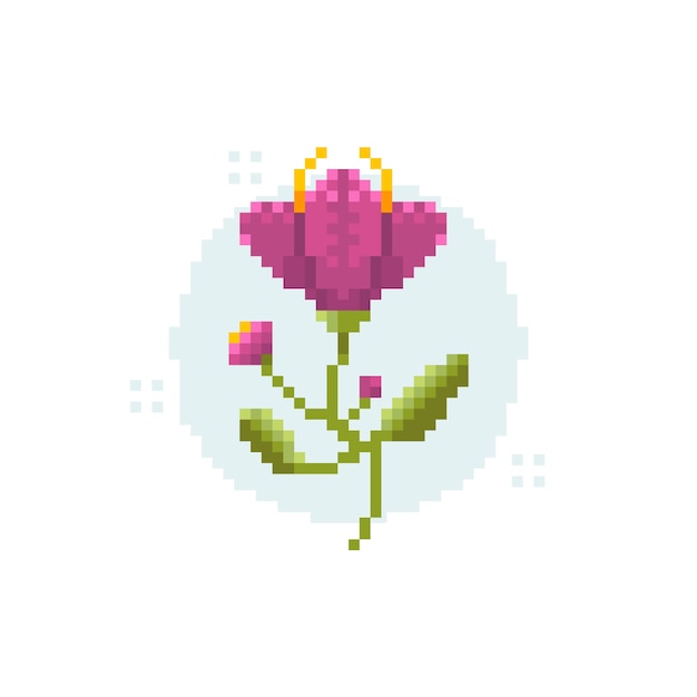 Flat design flower pixel art illustration