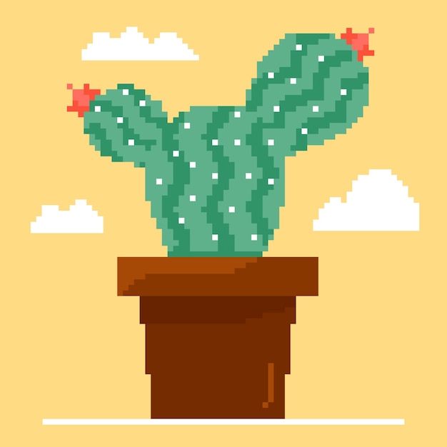 Free vector flat design flower pixel art illustration