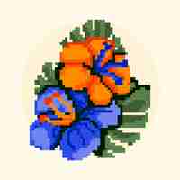 Vettore gratuito illustrazione di arte del pixel del fiore di design piatto
