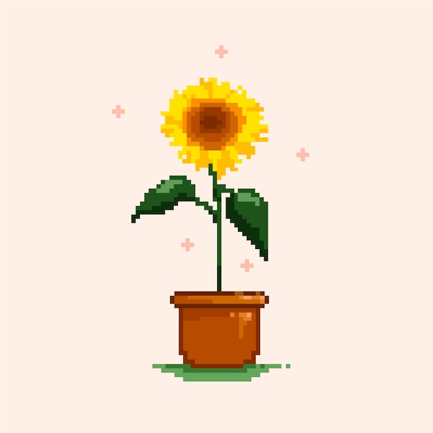 Free vector flat design flower pixel art illustration