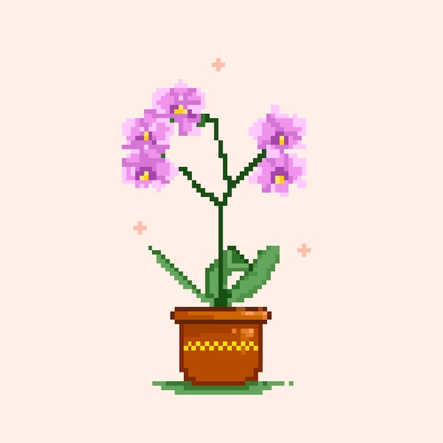 Flat design flower pixel art illustration