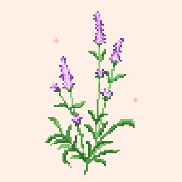 Flat design flower pixel art illustration