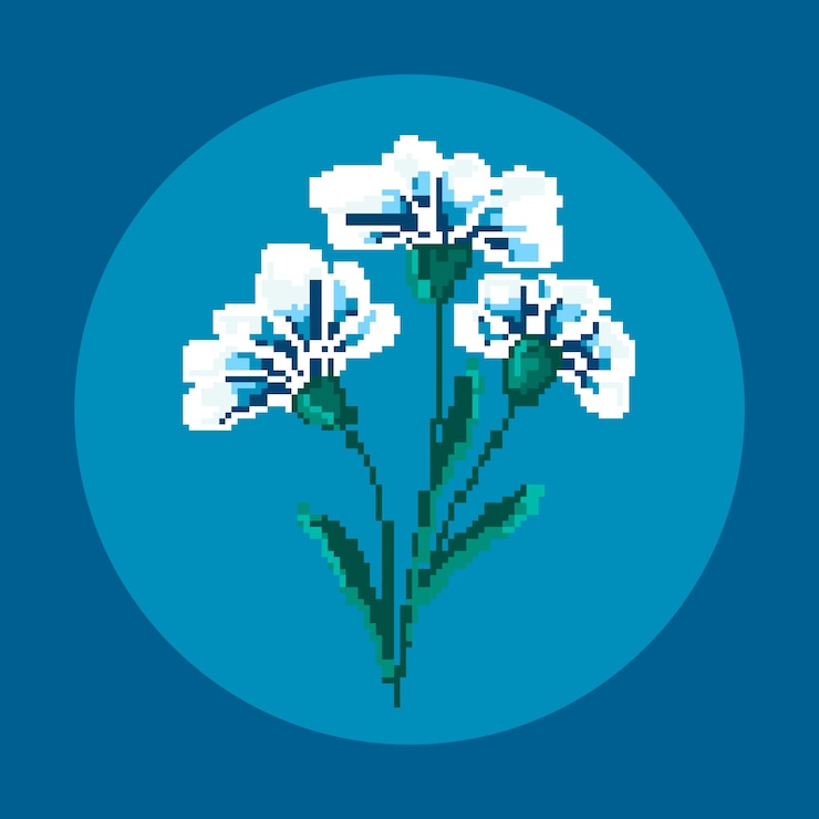 Free Vector flat design flower pixel art illustration