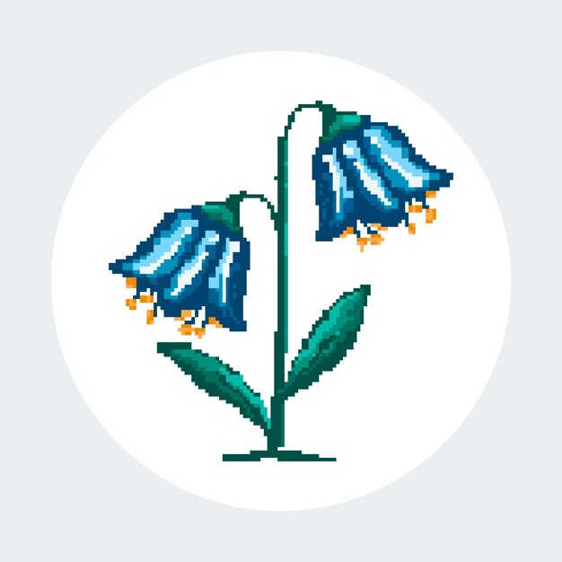 Flat design flower pixel art illustration