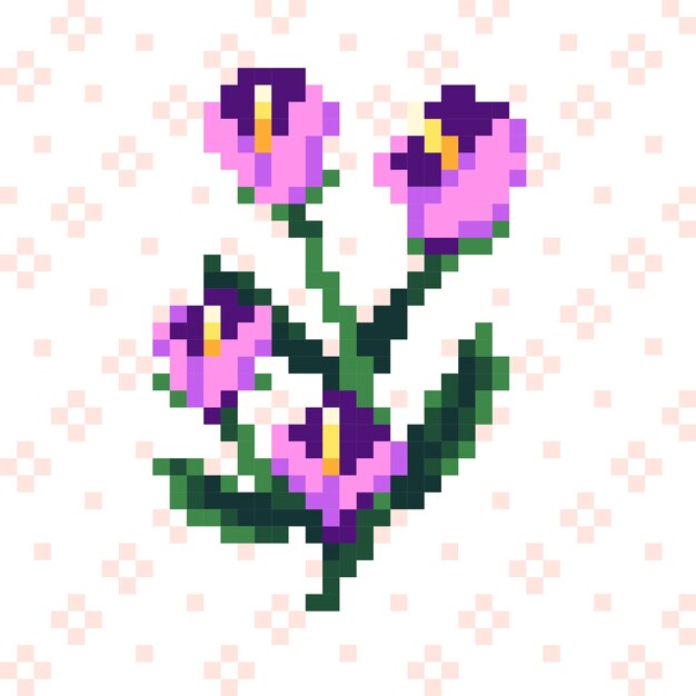 Free vector flat design flower pixel art illustration