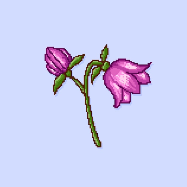 Vettore gratuito design piatto fiore pixel art