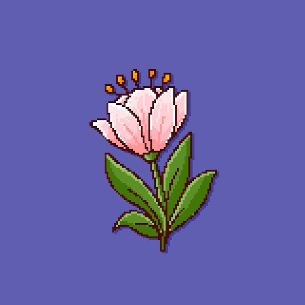 Vettore gratuito design piatto fiore pixel art