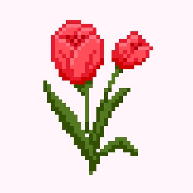 Flat design flower pixel art