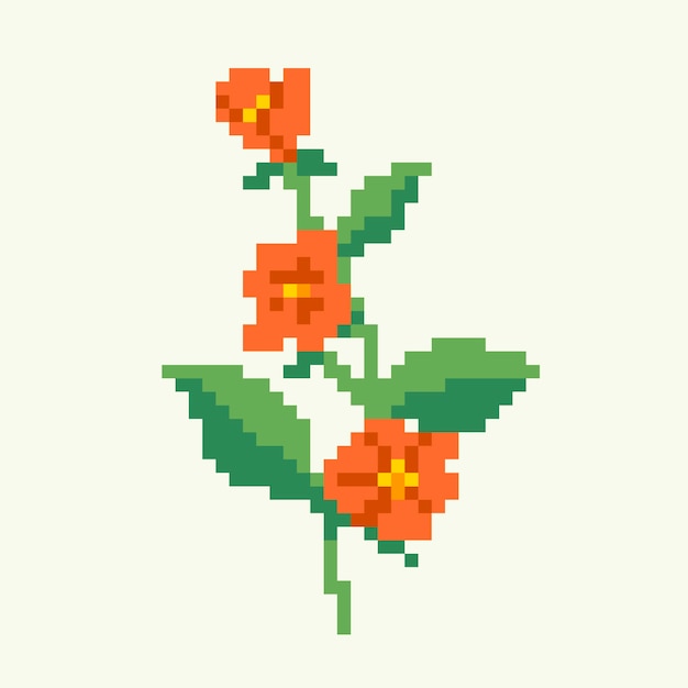 Flat design flower pixel art