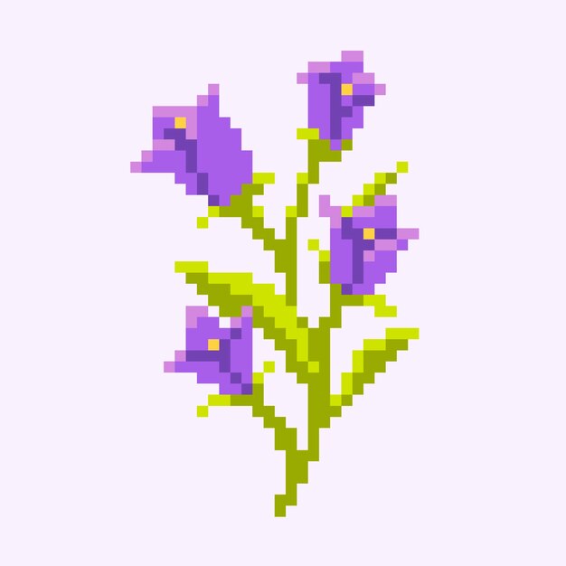 Flat design flower pixel art