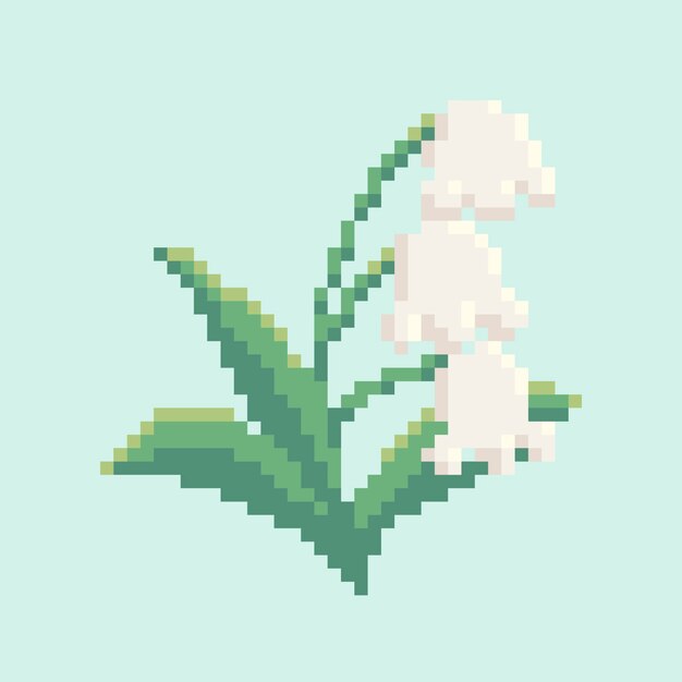 Flat design flower pixel art