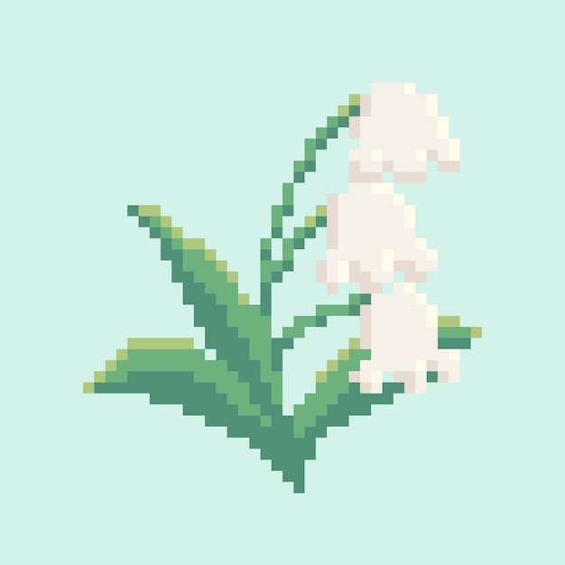 Flat design flower pixel art