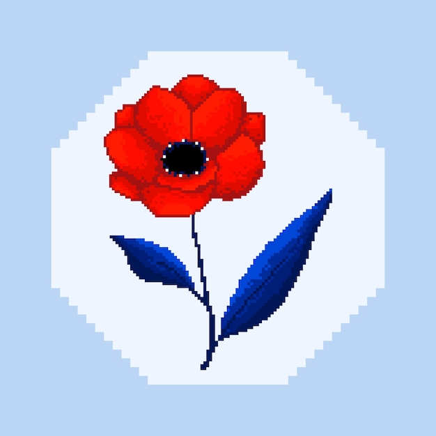 Vettore gratuito pixel art fiore design piatto