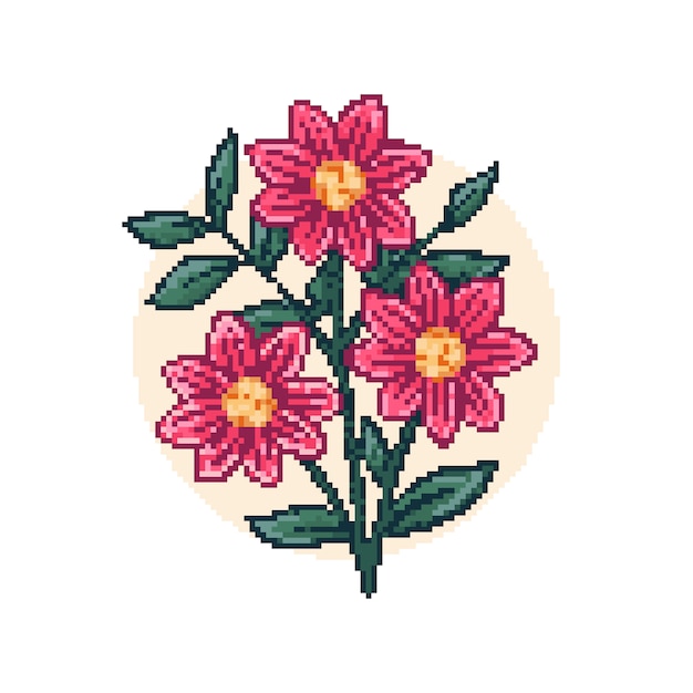 Free vector flat design flower pixel art