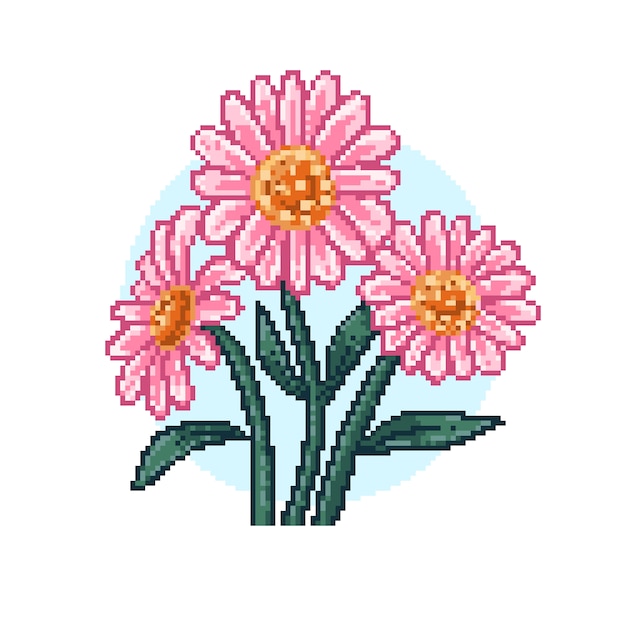Flat design flower pixel art