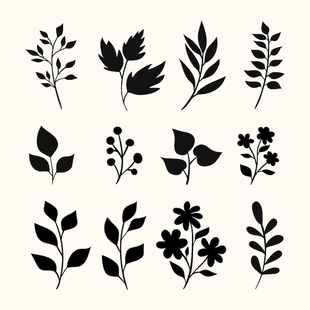 Flat design flower silhouettes illustration