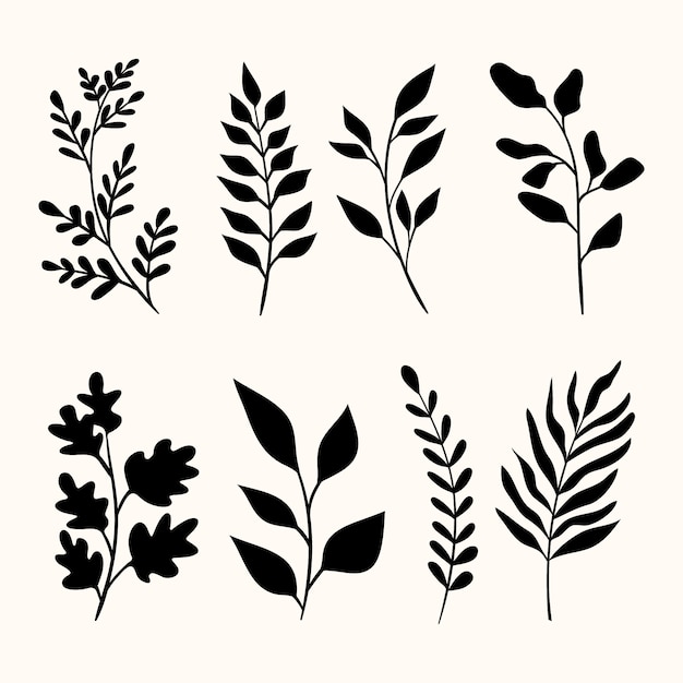 Free vector flat design flower silhouettes illustration