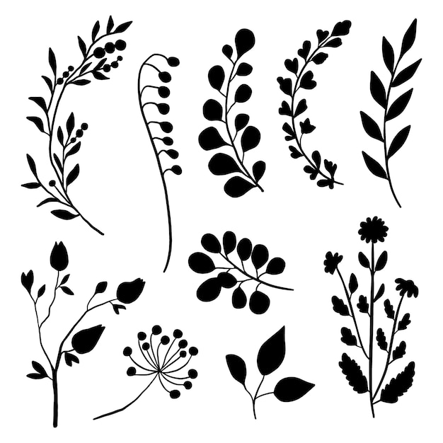 Free vector flat design flower silhouettes illustration