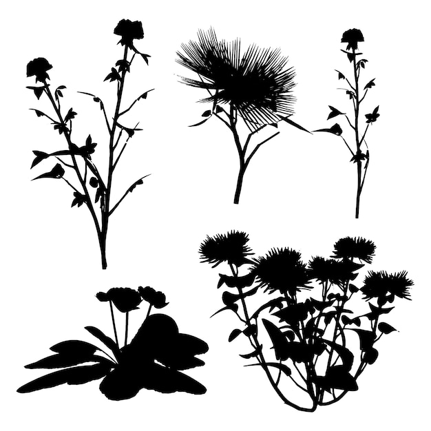 flat design flower silhouettes
