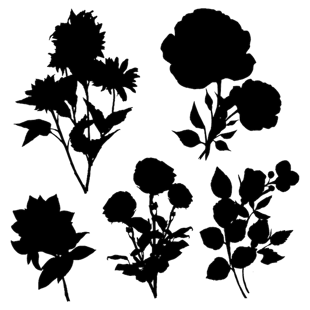 Flat design flower silhouettes