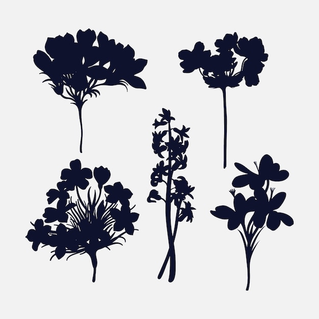 Flat design flower silhouettes