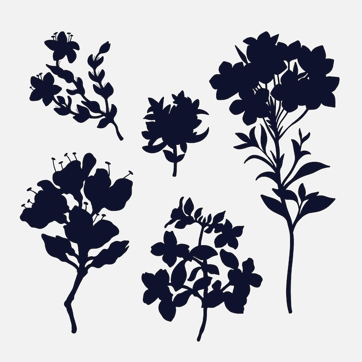無料Vector フラットなデザインの花のシルエット