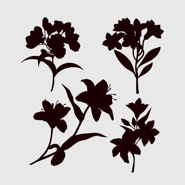 Flat design flower silhouettes