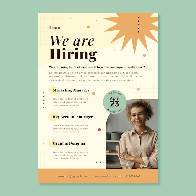 Free vector flat design flyer hiring template