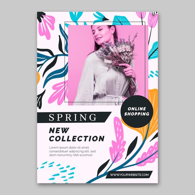 Free vector flat design flyer spring sale template