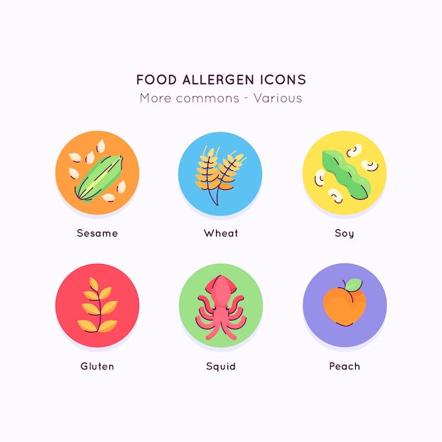 Flat design food allergy set – Vector Templates