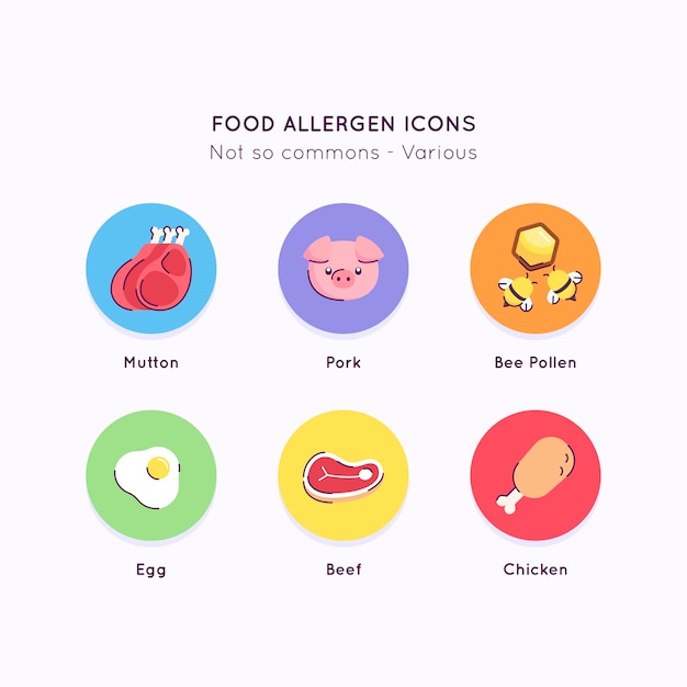 Flat design food allergy set