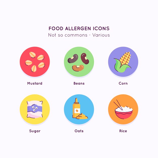 Flat design food allergy set