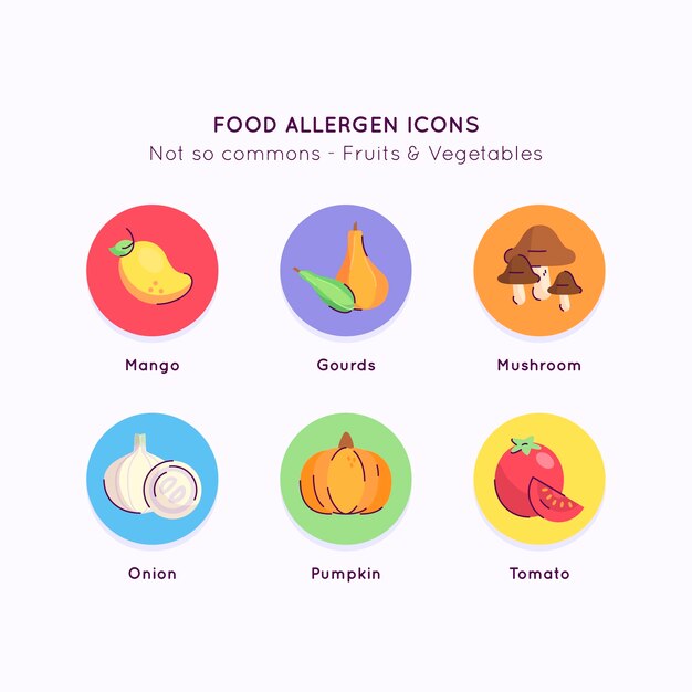 Flat design food allergy set