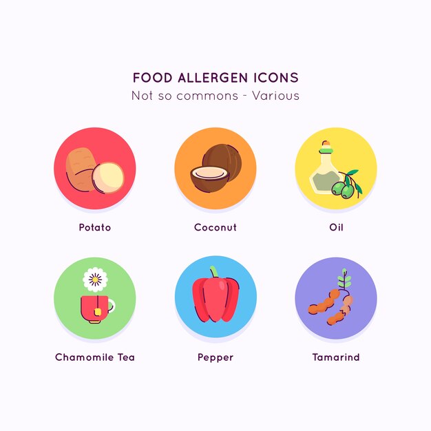 Flat design food allergy set