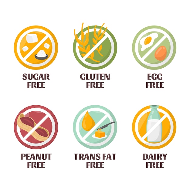 Free vector flat design food allergy set